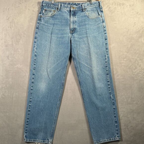 Carhartt Jeans Mens Size 38X32 Blue Relaxed Fit Denim Workwear Rugged B17 DST - Picture 1 of 12